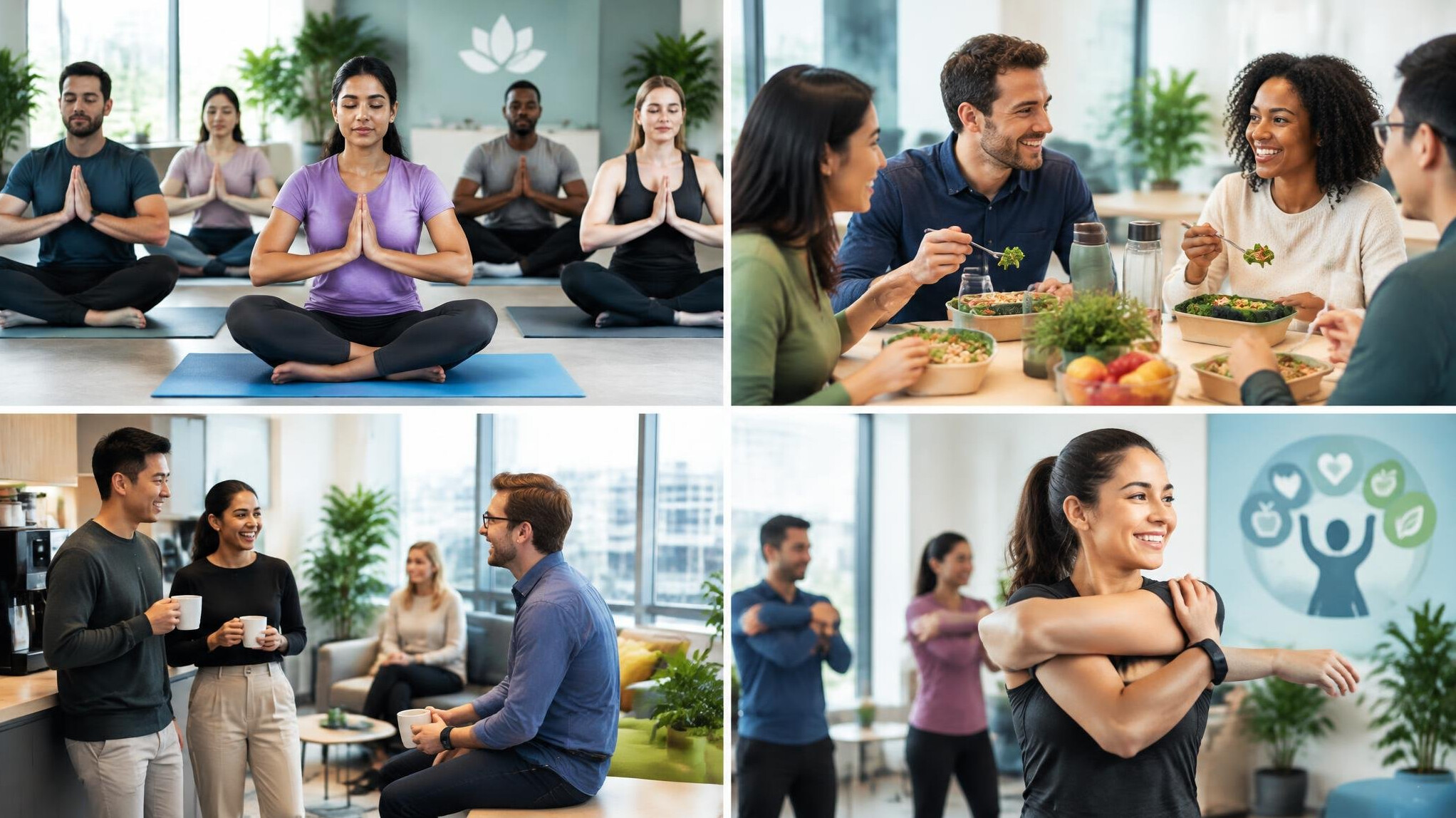 employees exercising together