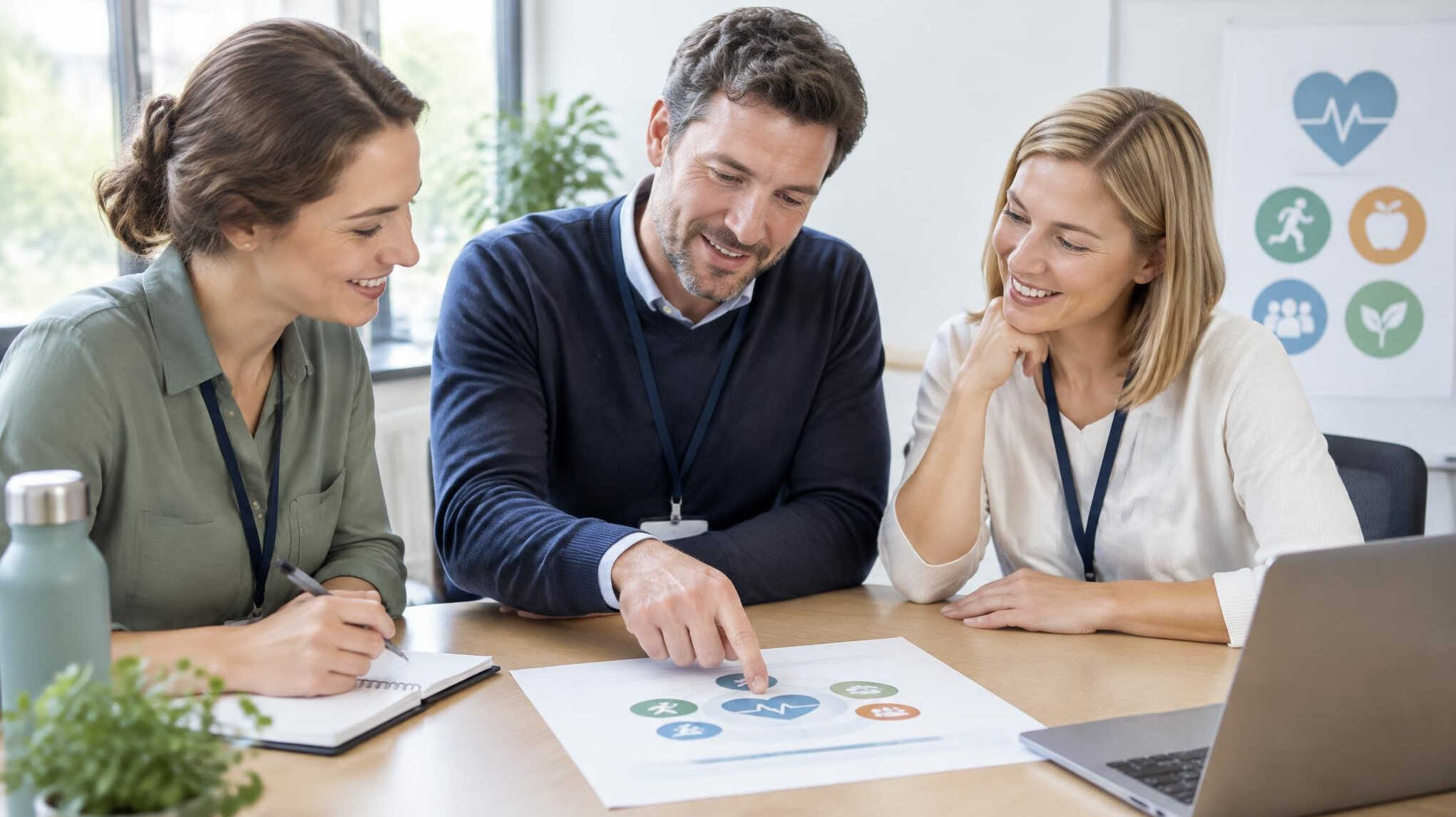 Business colleagues discussing a plan in a meeting room