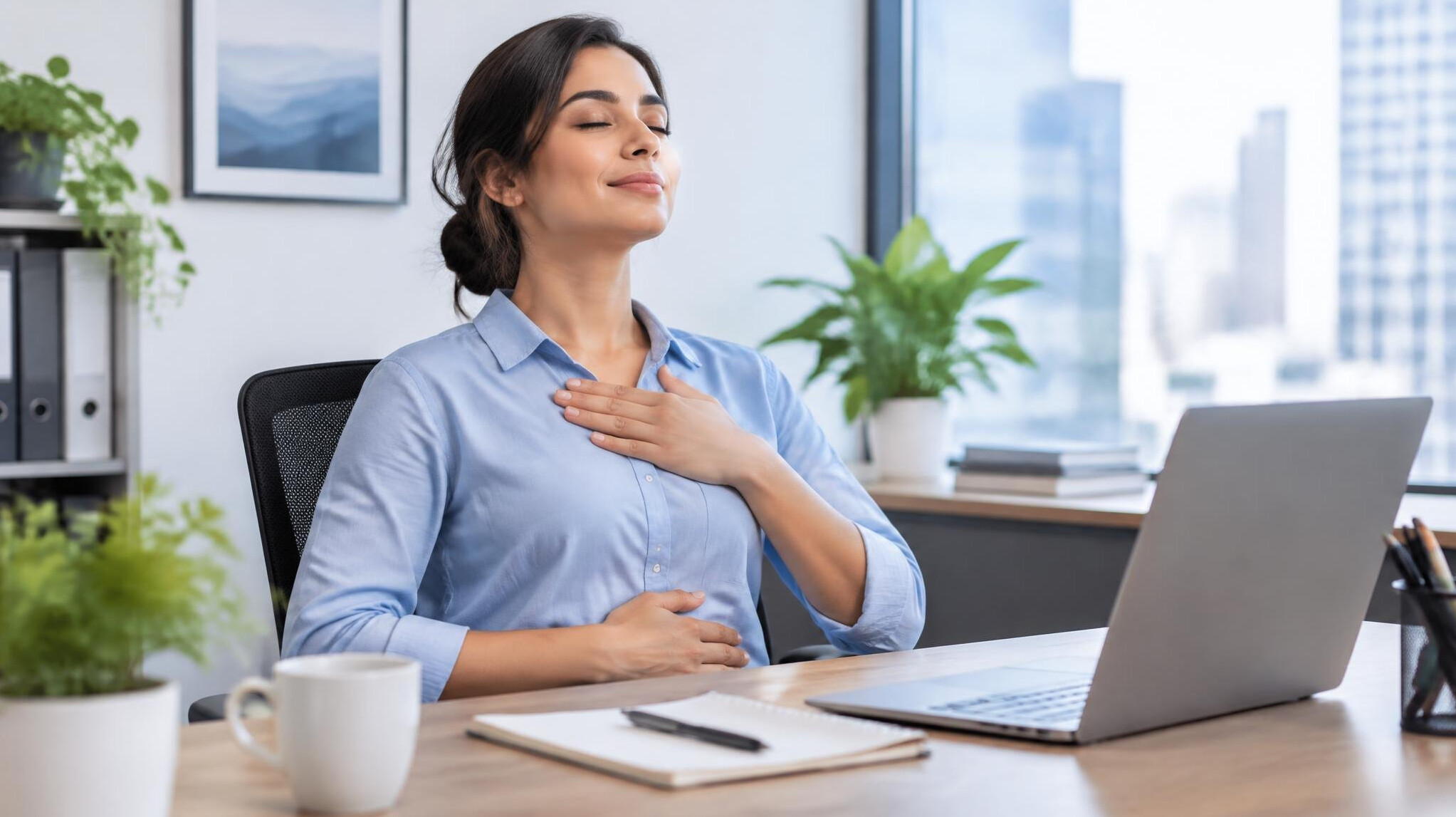 office worker breathing exercise