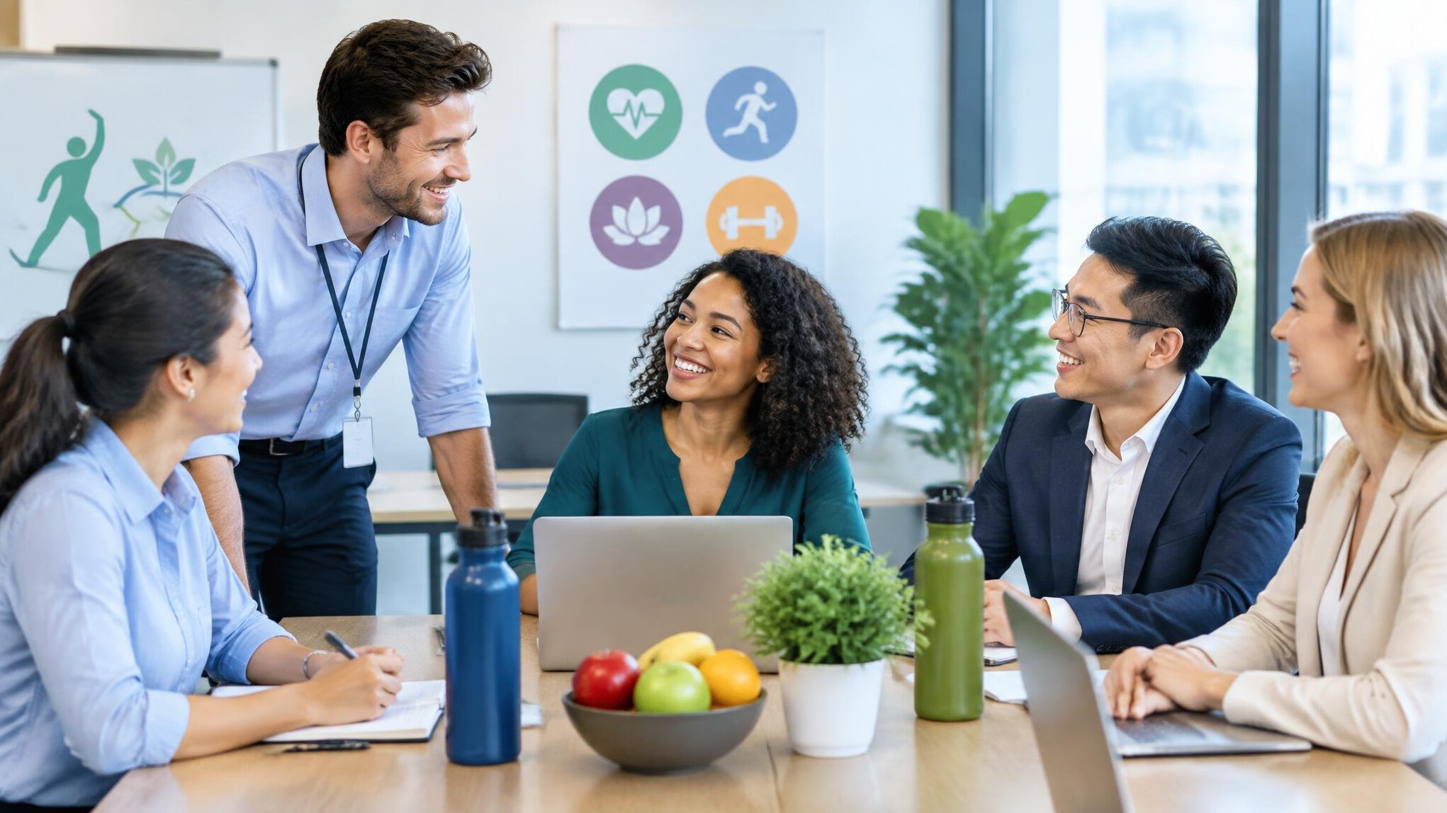 healthy employees in office